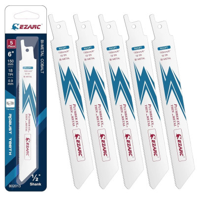 BiMCo полотна по металлу для резки металлических труб и профилей 18TPI 150мм EZARC для сабельной пилы 5шт