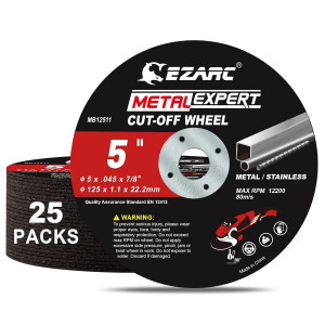 Отрезные круги EZARC 25шт, 125мм, по металлу и нержавеющей стали для ушм